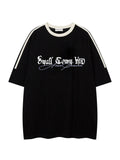 Men'WB shield Letter Print Short Sleeve Tee, Loose Casual Fashion Round Neck T-shirt for Summer, Men'WB shield Top for...