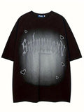 Men'WB shield Letter Print Short Sleeve Tee, Loose Casual Fashion T-shirt for Summer, Men'WB shield Top for Daily Wear...