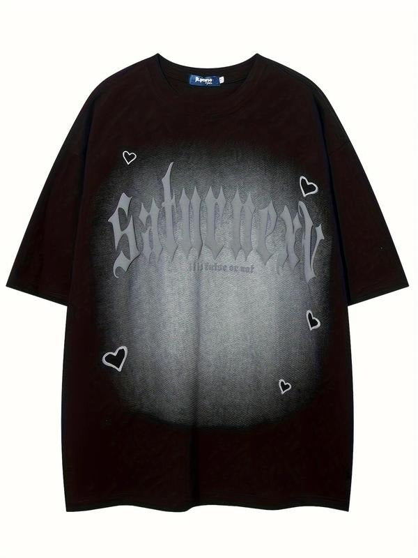 Men'WB shield Letter Print Short Sleeve Tee, Loose Casual Fashion T-shirt for Summer, Men'WB shield Top for Daily Wear...