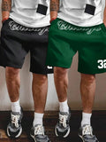 Men'WB shield Letter Print Shorts, Casual Comfy Breathable Shorts for Summer, Men'WB shield Bottoms for Daily Wear style...
