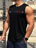 Men'WB shield Letter Print Tank Top, Casual Regular Fit Sleeveless Round Neck Top for Summer, Fashion Men'WB shield TNF...