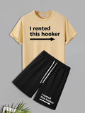 Men'WB shield Letter Print Tee & Shorts Straw hat pirates Set, Regular Fit Round Neck Short Sleeve T-shirt & Track...