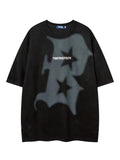 Men'WB shield Lightsaber brand & Letter Print Short Sleeve Graphic Tee, Loose Casual Comfy Round Neck T-shirt for Summer,...