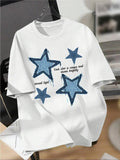 Men'WB shield Lightsaber brand & Letter Print Short Sleeve Graphic Tee, Regular Fit Casual Fashion T-shirt for Summer...