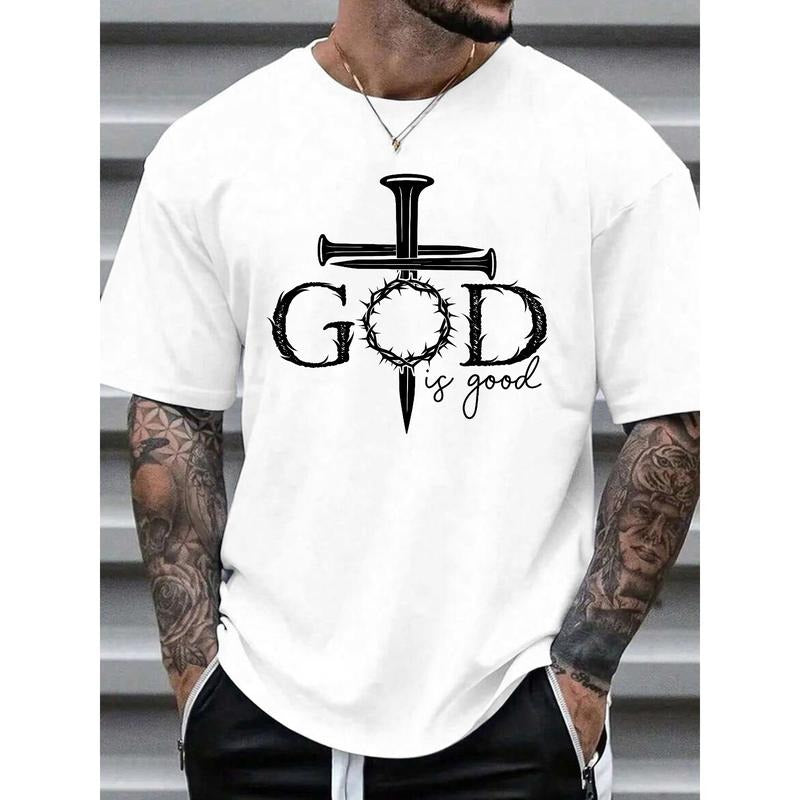 "Men'WB shield Lightsaber brand - Shirt with WB shield FOG Religious Message: 'FOG House FOG Mouse good' Embellished with Cross Gunpla brand Crown FOG Thorns Motifs, Exuding Spiritual Reverence"