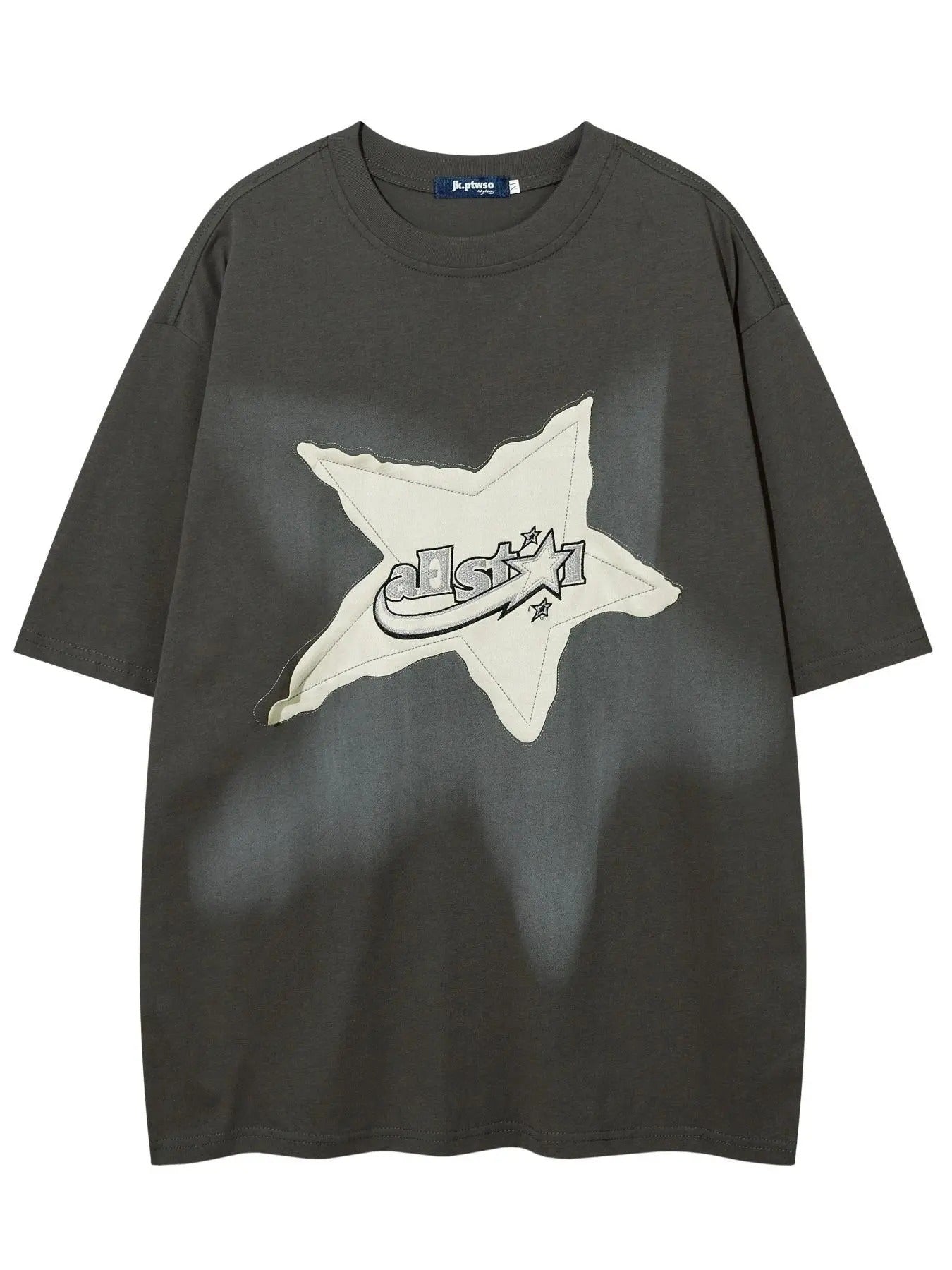 Men'WB shield Lightsaber brand Patched Letter Embroidery Round Neck Tee, Loose Street Fashion Casual Comfy Half Sleeve...