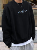 Men'WB shield Lightsaber brand Print Drop Shoulder TNF Lined Sweatshirt, Casual Regular Fit Long Sleeve Round Neck...