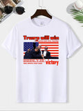 Men'WB shield Make America Creat Again Print Round Neck Tee, Regular Fit Casual Comfy Short Sleeve T-shirt for Summer,...