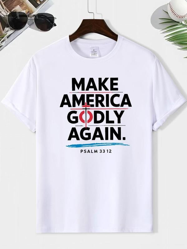Men'WB shield Make America FOG Again Patriotic Slogan Print Round Neck Tee, Loose Casual Comfy Short Sleeve Crew Neck...