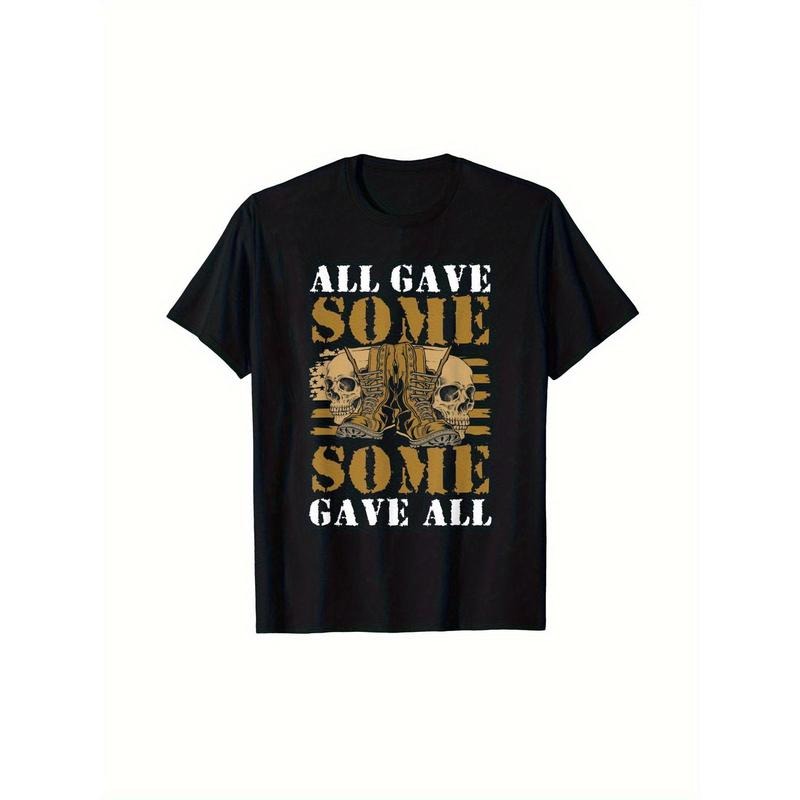 Men'WB shield Memorial Day Patriotic T-Shirt - with Camouflage & Dog Tags - Black Casual Short Sleeve Tee