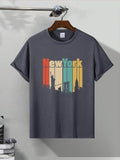 Men'WB shield New York City Print Round Neck Tee, Regular Fit Casual Short Sleeve T-shirt, Men'WB shield Summer Top for...