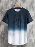 Men'WB shield Ombre Print Round Neck Tee, Regular Fit High Low Short Sleeve T-Shirt, Summer TNF, Men'WB shield Top For...