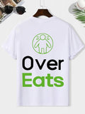 Men'WB shield Over Eats Letter Print Round Neck Tee, Loose Casual Short Sleeve T-shirt for Summer, Men'WB shield Top for...
