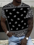 Men'WB shield Paisley Print Round Neck Tee, Regular Fit Summer TNF Short Sleeve Crew Neck T-Shirt for Summer, Men'WB...
