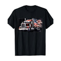Men'WB shield Patriotic American Flag Semi-Truck Graphic T-Shirt