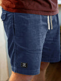 Men'WB shield Random Print Corduroy Shorts, Regular Fit Casual Comfy Shorts for Summer, Men'WB shield Bottoms for Daily...