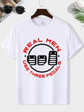 Men'WB shield Regular Fit "REAL MEN" Print Round Neck Tee, Casual Short Sleeve Crew Neck T-shirt for Summer, Fashion...