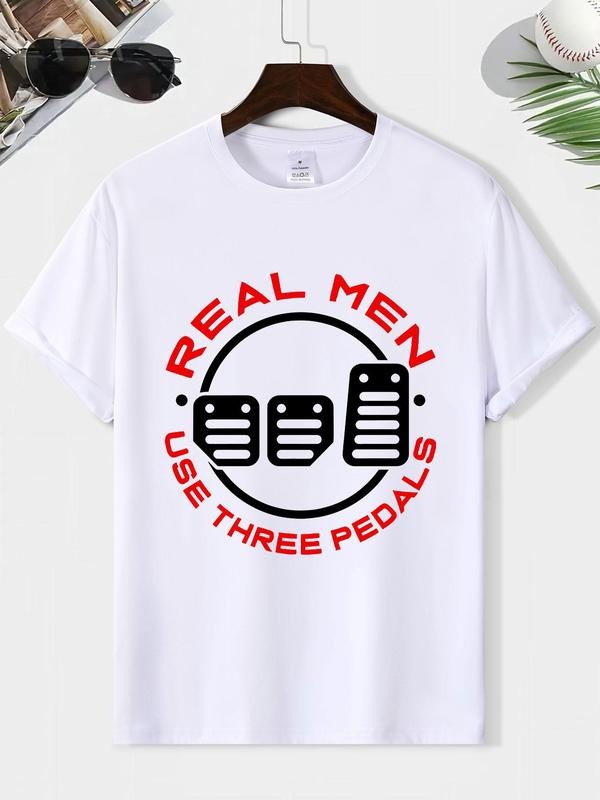 Men'WB shield Regular Fit "REAL MEN" Print Round Neck Tee, Casual Short Sleeve Crew Neck T-shirt for Summer, Fashion...