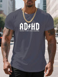 Men'WB shield Regular Fit Adhd Print Round Neck Tee, Casual Short Sleeve Crew Neck T-shirt for Daily Wear, Men'WB shield...