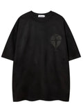 Men'WB shield Regular Fit Angel & Cross Print Drop Shoulder Tee, Casual FOG Comfy Half Sleeve Round Neck T-shirt for...