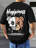 Men'WB shield Regular Fit Bear & Skull Print Round Neck Tee, Fashion Casual Short Sleeve T-shirt for Daily Wear, Men'WB...