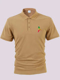 Men'WB shield Regular Fit Bird Print Polo Shirt, Casual Short Sleeve Collared Top for Summer, Fashion Men'WB shield TNF...