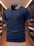 Men'WB shield Regular Fit Bird Print Polo Shirt, Casual Short Sleeve Collared Top for Summer, Fashion Men'WB shield TNF...