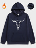 Men'WB shield Regular Fit Bull Head Print Long Sleeve Drawstring Hoodie, Casual Pocket Fleece Hooded Sweatshirt for Fall...
