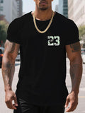 Men'WB shield Regular Fit Camo & Letter Print Round Neck Tee, Casual Short Sleeve Crew Neck T-shirt for Summer, Fashion...
