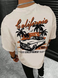 Men'WB shield Regular Fit Car & Landscape Print Round Neck Half Sleeve Tee, Street Fashion Casual FOG Comfy Graphic Crew...