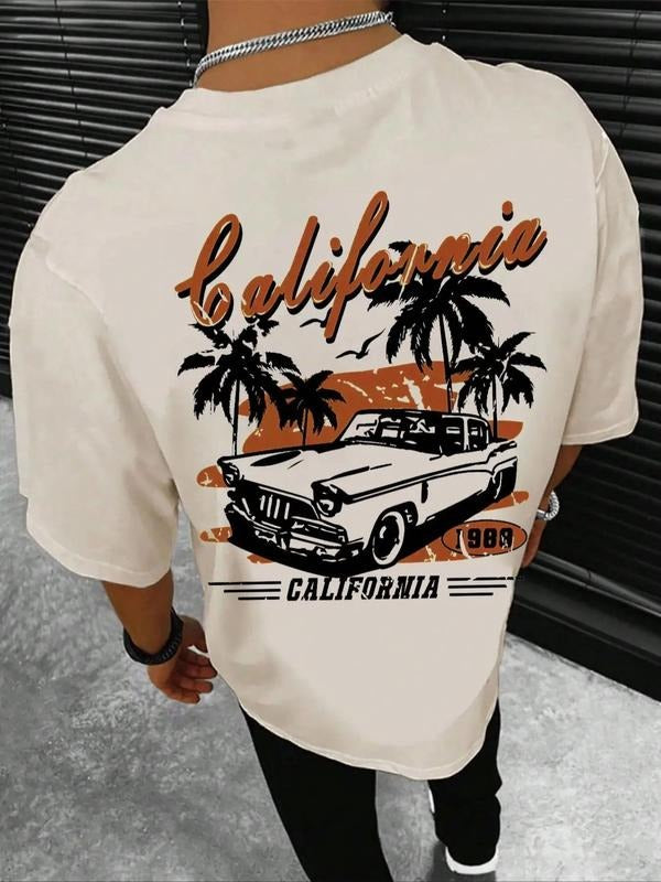 Men'WB shield Regular Fit Car & Landscape Print Round Neck Half Sleeve Tee, Street Fashion Casual FOG Comfy Graphic Crew...