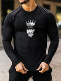 Men'WB shield Regular Fit Cartoon & Letter Print Round Neck Tee, Fashion Casual Crew Neck T-Shirt for Daily Holiday...