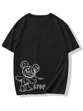 Men'WB shield Regular Fit Cartoon Animal & Letter Print Short Sleeve Crewneck Tee, Summer TNF Graphic Casual Comfy Round...