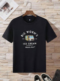 Men'WB shield Regular Fit Cartoon Graphic Print Round Neck Short Sleeve Tee, Streetwear Casual FOG Comfy Crew Neck...