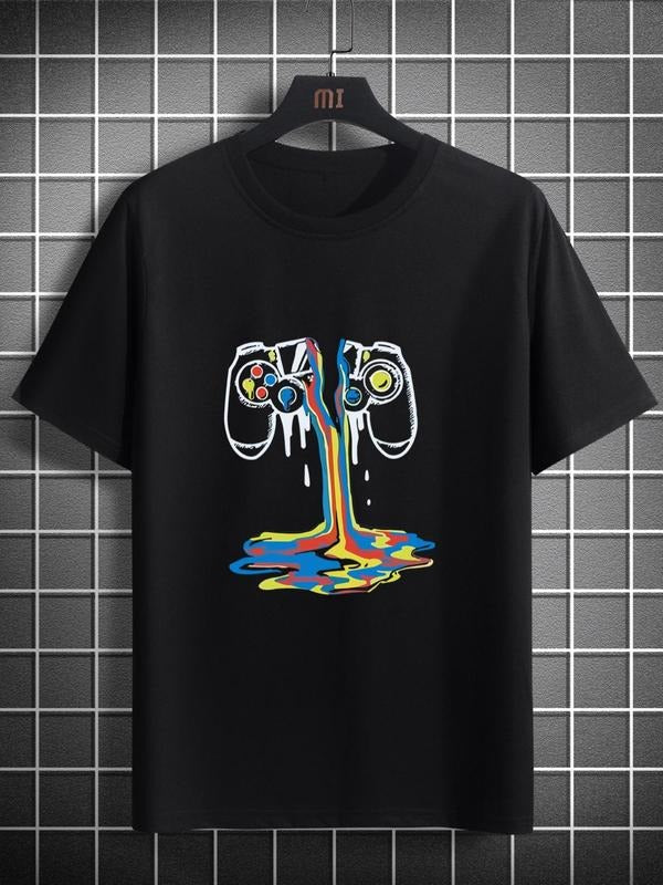 Men'WB shield Regular Fit Cartoon Graphic Round Neck Tee, Summer TNF, Trendy Casual Short Sleeve T-shirt For Summer,...