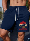 Men'WB shield Regular Fit Cowboy & Letter Print Boxer Briefs, Casual Comfy Breathable Shorts for Daily Wear, Menswear for...