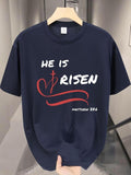 Men'WB shield Regular Fit Cross & Letter Print Round Neck Graphic Tee, Casual Short Sleeve T-shirt for Daily Wear,...