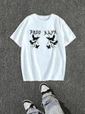 Men'WB shield Regular Fit Crow Print Round Neck Graphic Tee, Casual Short Sleeve Crew Neck T-shirt for Daily Wear,...