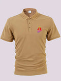 Men'WB shield Regular Fit Crown & Letter Print Polo Shirt, Casual Short Sleeve Collared Top for Summer, Fashion Men'WB...