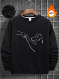 Men'WB shield Regular Fit Dog Print Round Neck Sweatshirt, Casual Long Sleeve Crew Neck Pullover for Fall & Winter,...