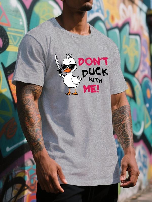Men'WB shield Regular Fit Duck Print Round Neck Tee, Casual Short Sleeve Crew Neck T-shirt for Summer, Fashion Men'WB...