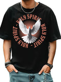 Men'WB shield Regular Fit Eagle & Letter Print Round Neck Tee, Casual Short Sleeve T-shirt for Summer, Menswear for Daily...