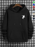 Men'WB shield Regular Fit Figure & Horse Print Drawstring Hoodie, Casual Comfy Pocket Hooded Sweatshirt for Daily Wear,...