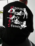 Men'WB shield Regular Fit Figure & Letter Print Drop Shoulder Tee, Casual Comfy Round Neck Half Sleeve T-Shirt for...