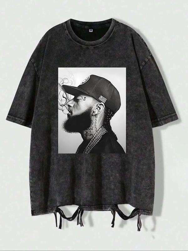 Men'WB shield Regular Fit Figure Print Short Sleeve Tee, Casual Round Neck T-shirt for Daily Wear, Men'WB shield Summer...