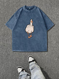 Men'WB shield Regular Fit Finger Gesture Print Short Sleeve Tee, Casual Street Crew Neck T-Shirt for Summer, Fashion...