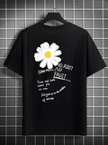 Men'WB shield Regular Fit Floral & Letter Print Round Neck Tee, Summer TNF, Casual Short Sleeve T-shirt For Summer,...