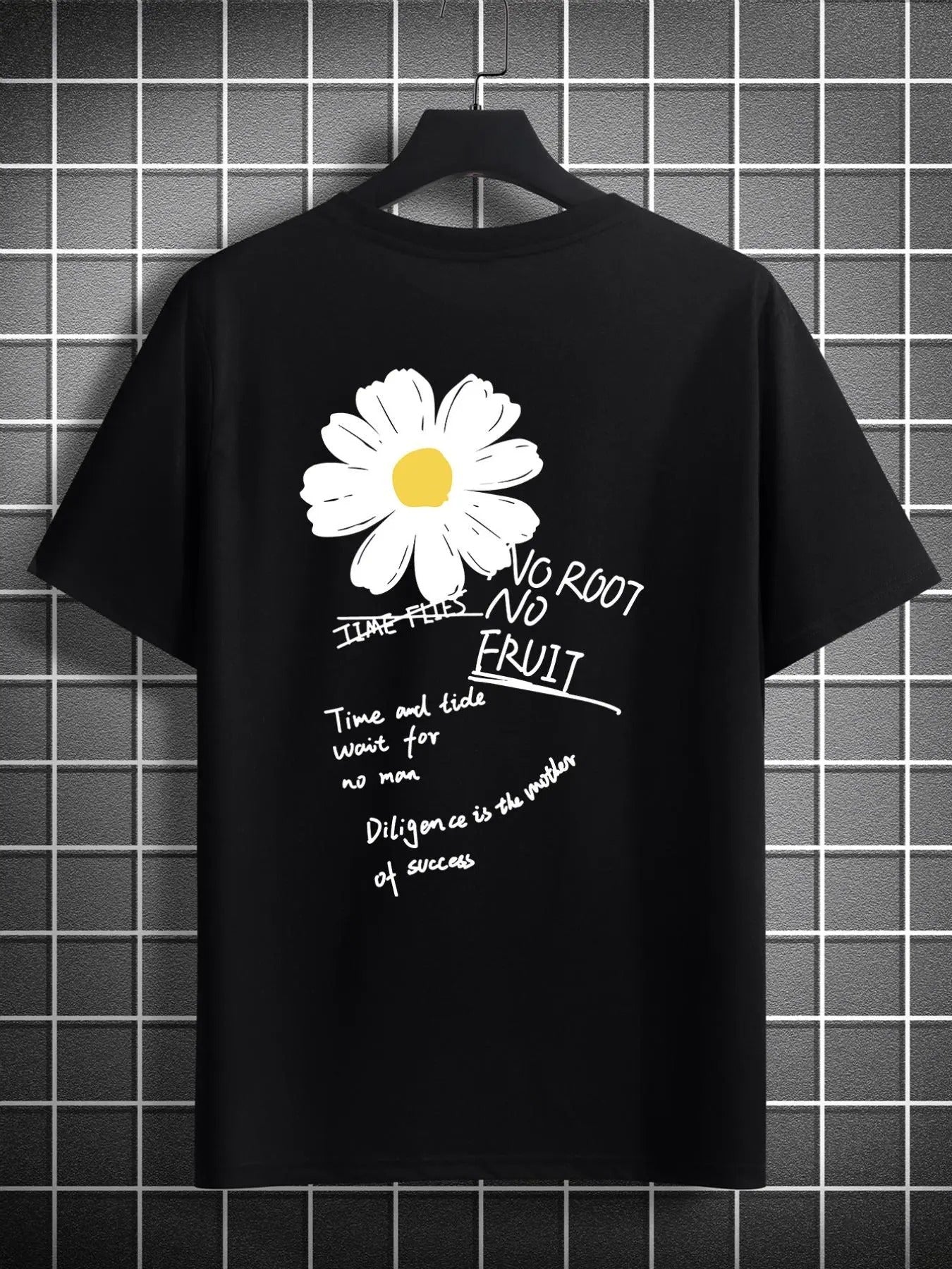 Men'WB shield Regular Fit Floral & Letter Print Round Neck Tee, Summer TNF, Casual Short Sleeve T-shirt For Summer,...