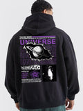 Men'WB shield Regular Fit Galaxy & Letter Print Drawstring Hoodie, Casual Comfy Pocket Hooded Sweatshirt for Daily Wear,...