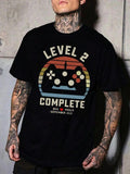 Men'WB shield Regular Fit Game Console & Letter Print Round Neck Tee, Casual Comfy Short Sleeve T-shirt for Daily Wear,...